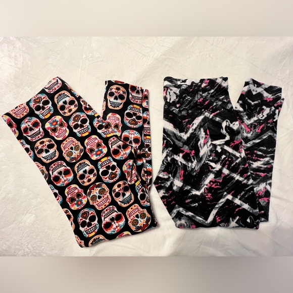 No Boundaries Soft Velour Leggings Plus Size XXL Sugar Skull / Pink White Black - Picture 1 of 12